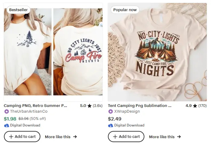 跨境選品思路，秋冬T恤設(shè)計元素推薦之秋季露營風景設(shè)計